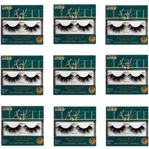 Kiss Lash Couture Faux Mink Lashes- Matte Black Silk- Bulk Lot of 9!